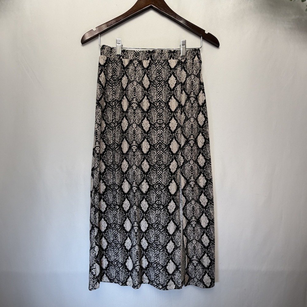 Good Luck Gem Womens Black Snake Print Elastic Waist Pull-On Skirt No Tag Fits M